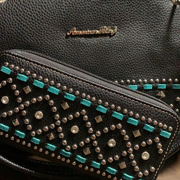 - Montana West Black Diamond Handbag and Wallet Set - Picture 4 of 16